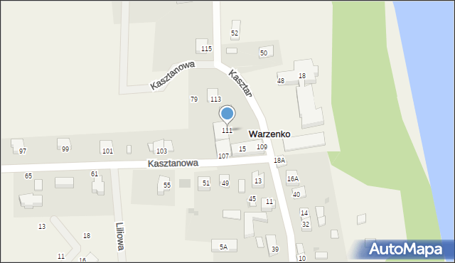 Warzenko, Kasztanowa, 111, mapa Warzenko