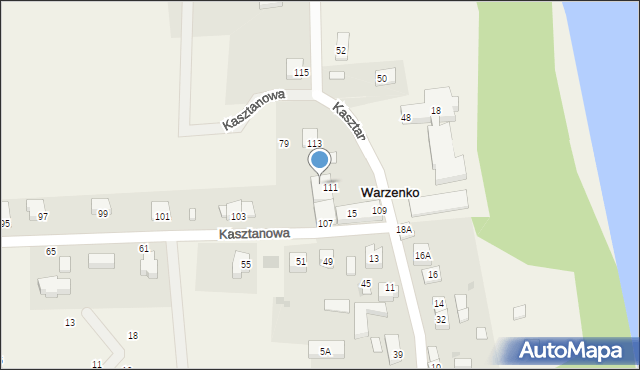 Warzenko, Kasztanowa, 19, mapa Warzenko