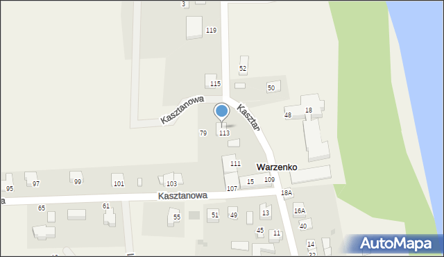 Warzenko, Kasztanowa, 19A, mapa Warzenko