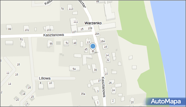 Warzenko, Kasztanowa, 43, mapa Warzenko