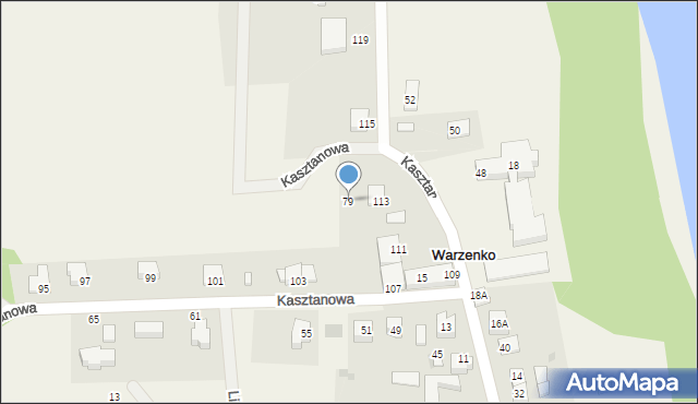 Warzenko, Kasztanowa, 79, mapa Warzenko