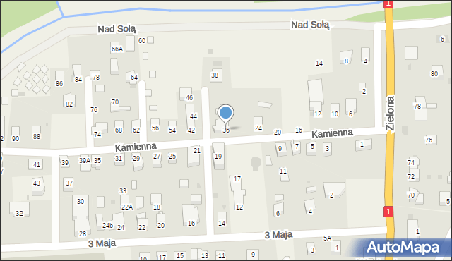 Węgierska Górka, Kamienna, 36, mapa Węgierska Górka