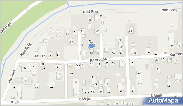 Węgierska Górka, Kamienna, 68, mapa Węgierska Górka