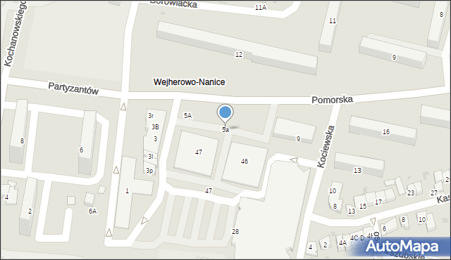 Wejherowo, Kaszubska, 5a, mapa Wejherowo