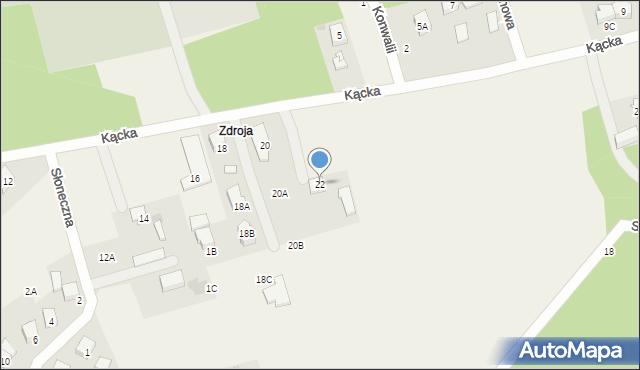 Wiązowna, Kącka, 22, mapa Wiązowna