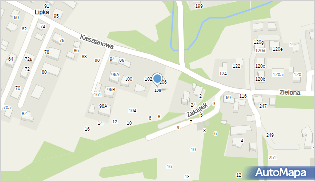 Więckowice, Kasztanowa, 108, mapa Więckowice