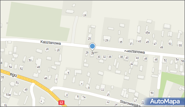 Wieniawa, Kasztanowa, 28, mapa Wieniawa