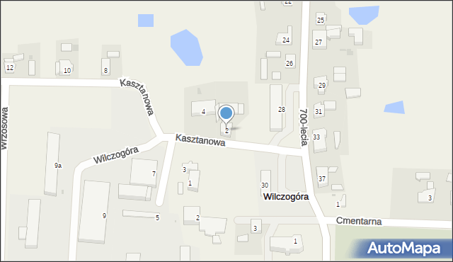 Wilczogóra, Kasztanowa, 2, mapa Wilczogóra