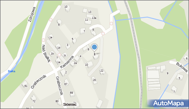 Wilkowice, Kamienna, 8, mapa Wilkowice