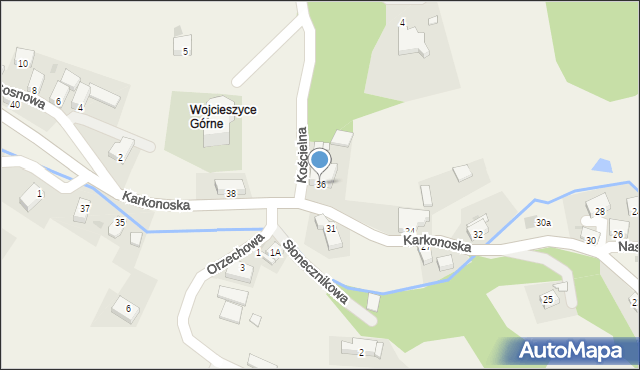 Wojcieszyce, Karkonoska, 36, mapa Wojcieszyce