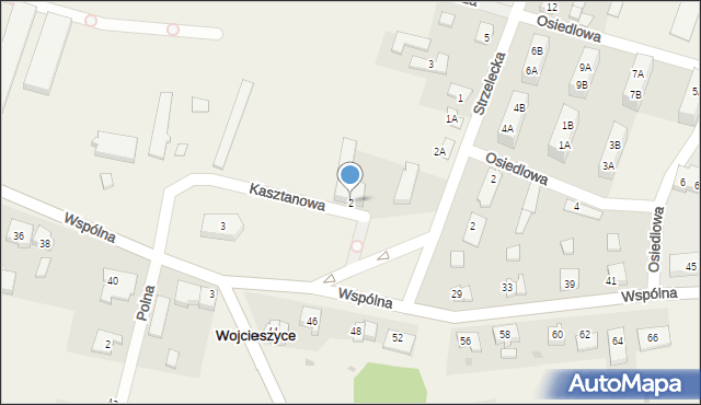 Wojcieszyce, Kasztanowa, 2, mapa Wojcieszyce