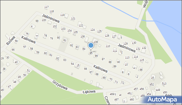 Wojnówko, Kalinowa, 85, mapa Wojnówko