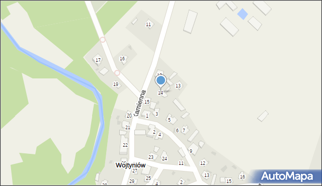 Wojtyniów, Kamienna, 14, mapa Wojtyniów