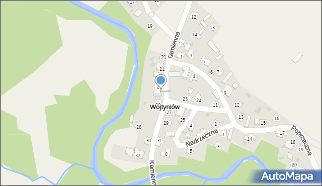 Wojtyniów, Kamienna, 22A, mapa Wojtyniów