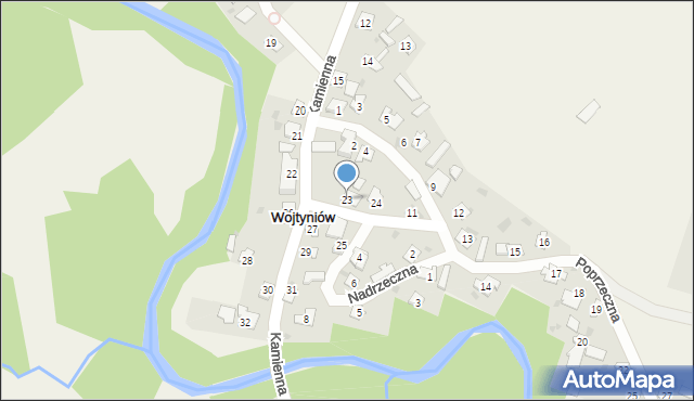 Wojtyniów, Kamienna, 23, mapa Wojtyniów