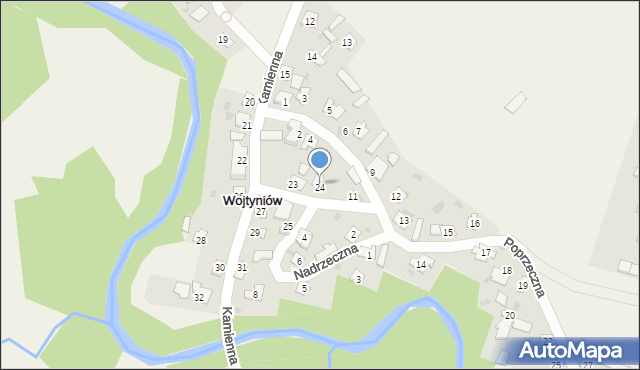 Wojtyniów, Kamienna, 24, mapa Wojtyniów