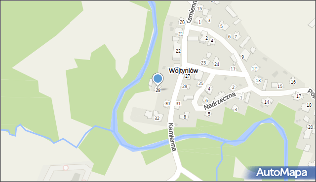 Wojtyniów, Kamienna, 28, mapa Wojtyniów