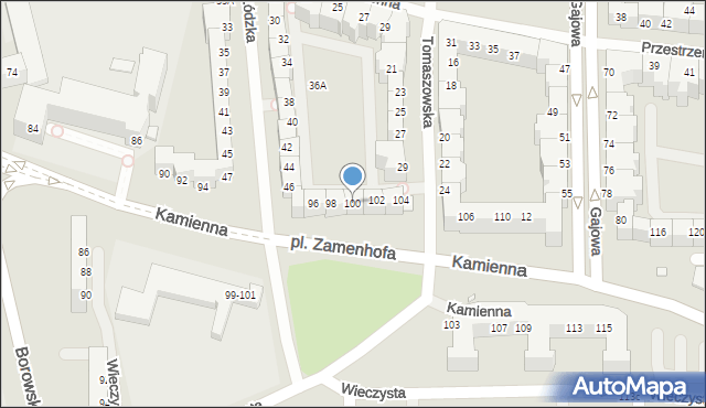 Wrocław, Kamienna, 100, mapa Wrocławia