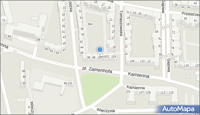 Wrocław, Kamienna, 100, mapa Wrocławia