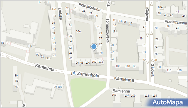 Wrocław, Kamienna, 102m, mapa Wrocławia
