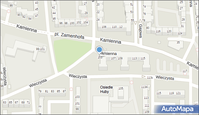 Wrocław, Kamienna, 103, mapa Wrocławia