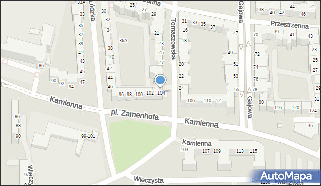 Wrocław, Kamienna, 104, mapa Wrocławia