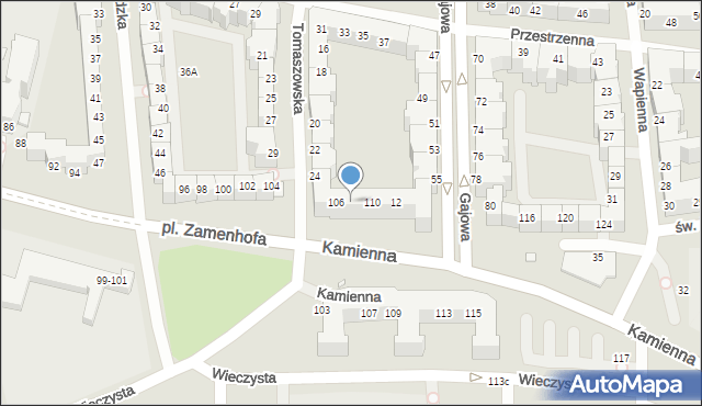 Wrocław, Kamienna, 108, mapa Wrocławia