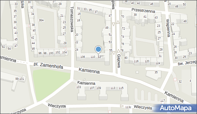 Wrocław, Kamienna, 112, mapa Wrocławia