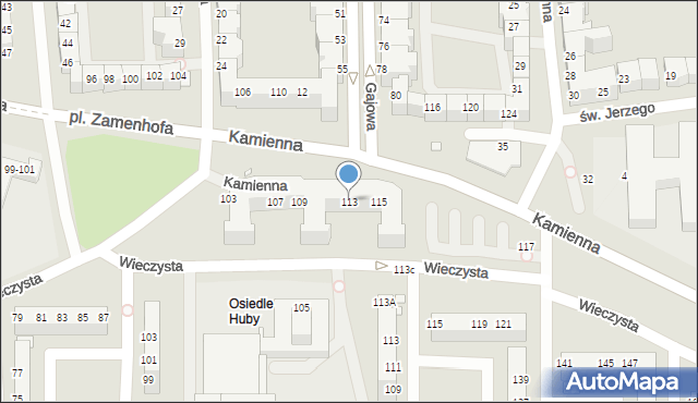 Wrocław, Kamienna, 113, mapa Wrocławia