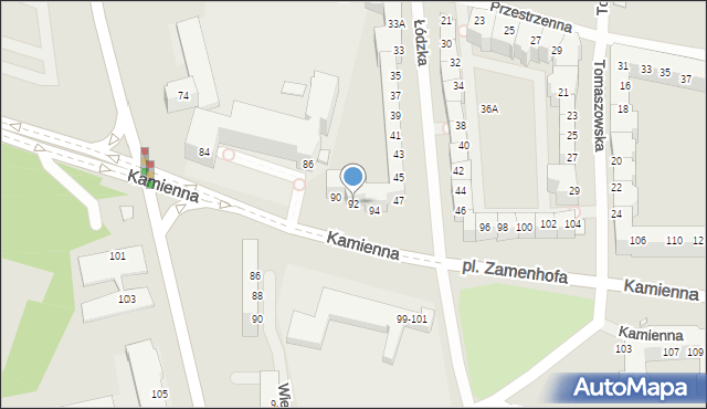 Wrocław, Kamienna, 92, mapa Wrocławia