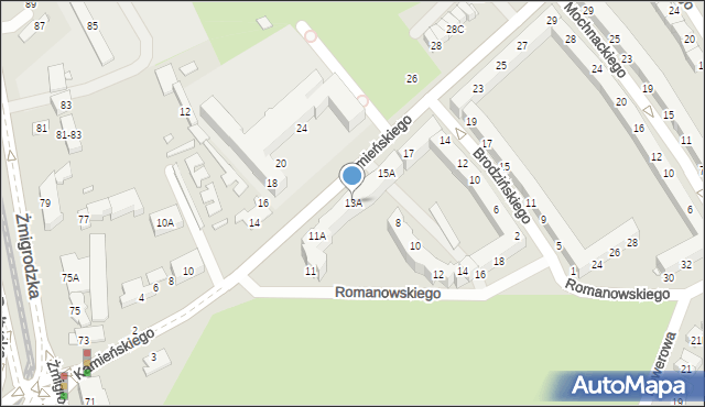 Wrocław, Kamieńskiego Henryka Michała, 13A, mapa Wrocławia