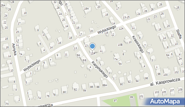 Wrocław, Karpińskiego Franciszka, 11A, mapa Wrocławia