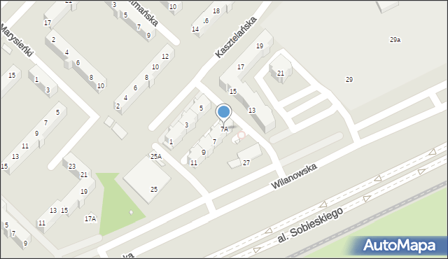 Wrocław, Kasztelańska, 7A, mapa Wrocławia