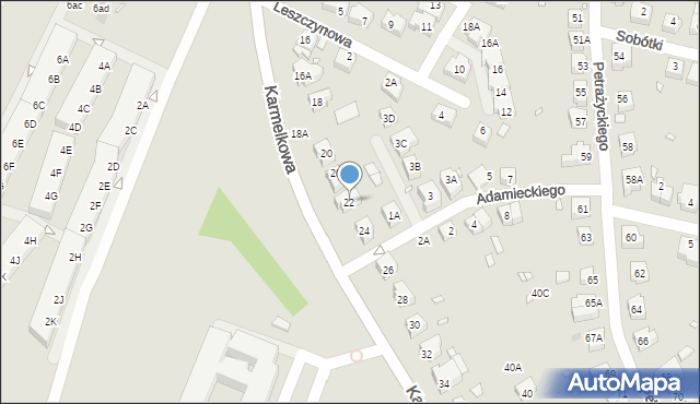 Wrocław, Karmelkowa, 22, mapa Wrocławia