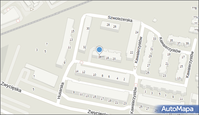 Wrocław, Kawalerzystów, 16, mapa Wrocławia