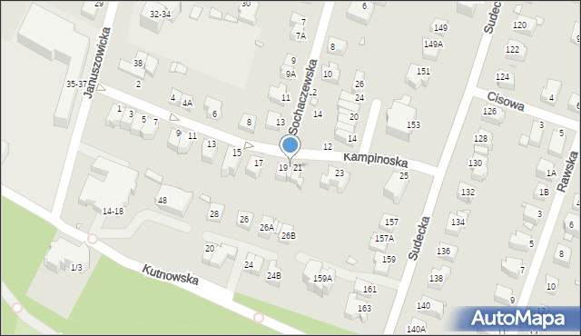 Wrocław, Kampinoska, 19A, mapa Wrocławia