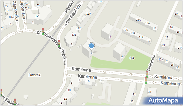 Wrocław, Kamienna, 2, mapa Wrocławia