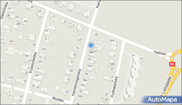 Wrocław, Kamiennogórska, 50A, mapa Wrocławia
