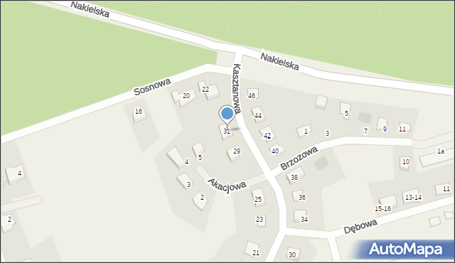 Występ, Kasztanowa, 31, mapa Występ