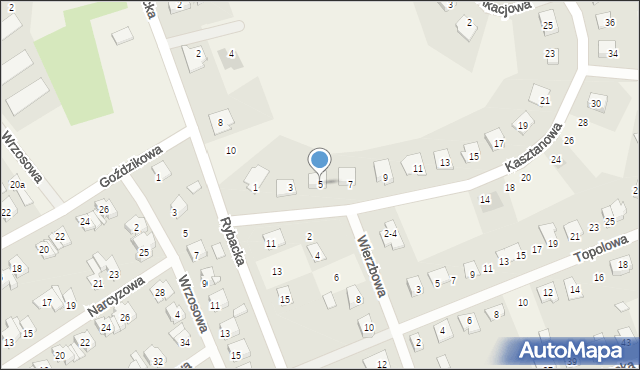 Występ, Kasztanowa, 5, mapa Występ