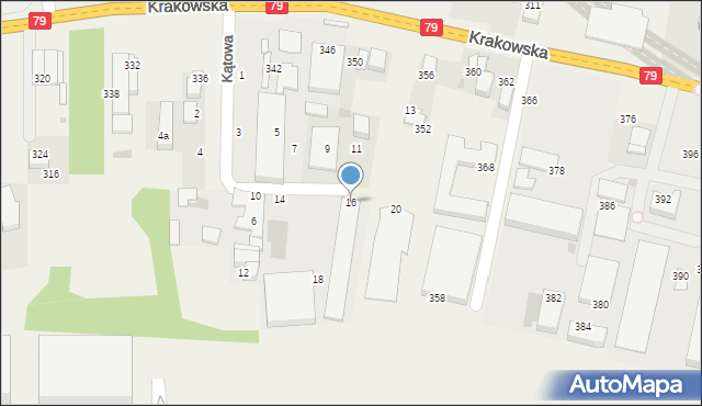 Zabierzów, Kątowa, 16, mapa Zabierzów