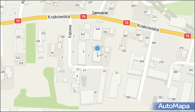 Zabierzów, Kątowa, 9, mapa Zabierzów
