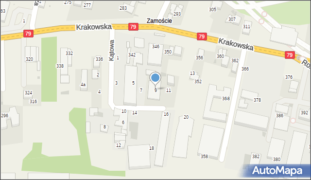 Zabierzów, Kątowa, 9, mapa Zabierzów