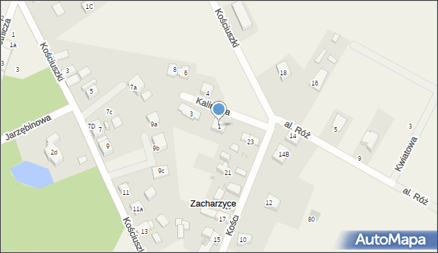 Zacharzyce, Kalinowa, 1, mapa Zacharzyce