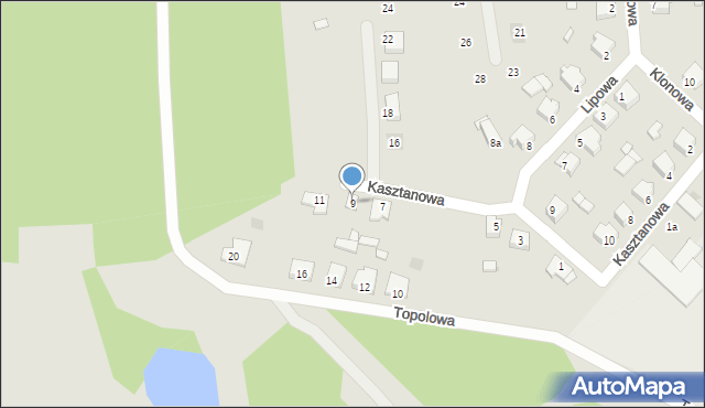 Zagórów, Kasztanowa, 9, mapa Zagórów