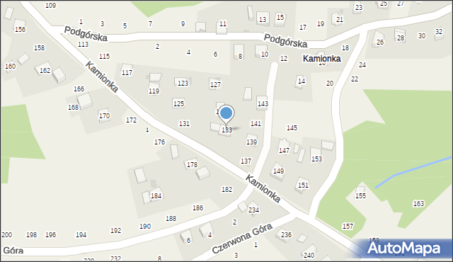 Zakliczyn, Kamionka, 133, mapa Zakliczyn