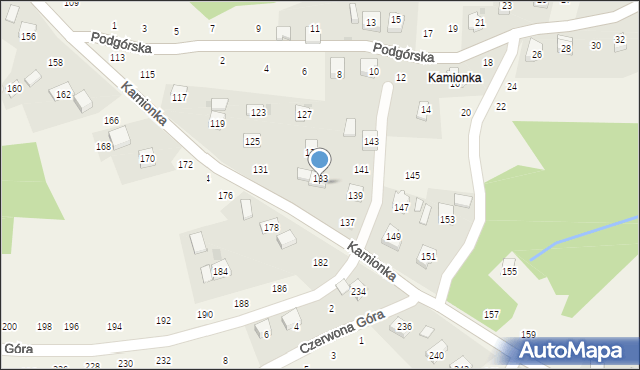 Zakliczyn, Kamionka, 135, mapa Zakliczyn