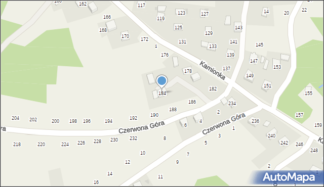 Zakliczyn, Kamionka, 184, mapa Zakliczyn