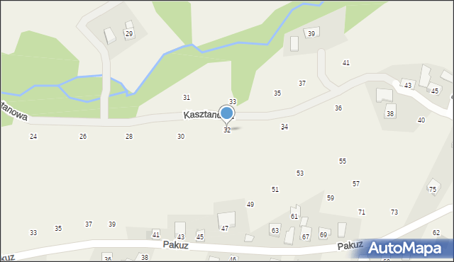 Zakliczyn, Kasztanowa, 32, mapa Zakliczyn