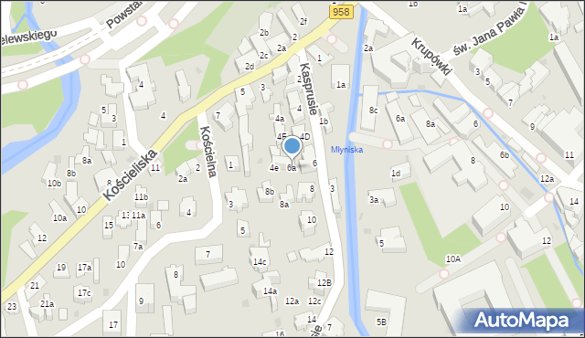 Zakopane, Kasprusie, 6a, mapa Zakopanego